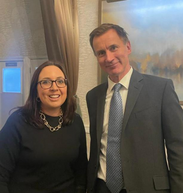 Clare de Silva with the Rt. Honorable Jeremy Hunt MP